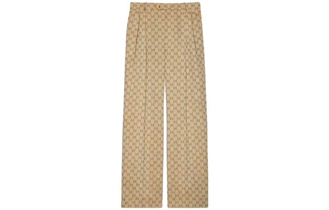 Брюки женские Gucci в клетку, классический крой, бежевый