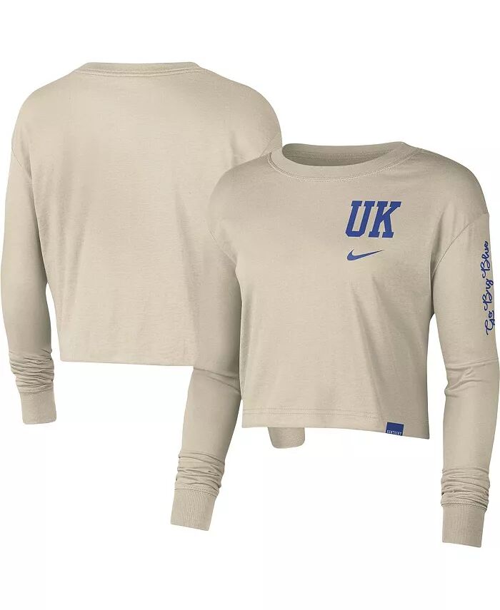 

Женский кремовый укороченный топ с длинными рукавами Kentucky Wildcats Varsity Letter Nike