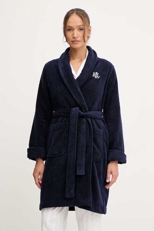 

Хлопковый халат Lauren Ralph Lauren, темно-синий