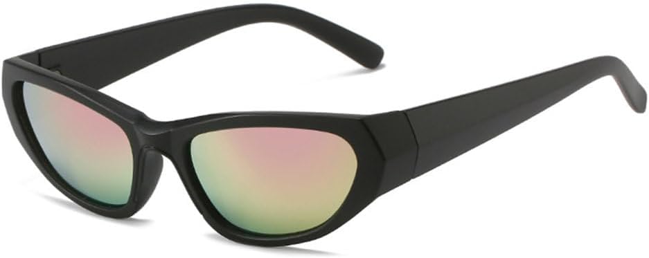 

LVTFCO Ретро-солнцезащитные очки «кошачий глаз» для женщин, модные, с зеркальными линзами, солнцезащитные очки UV400 для мужчин, панк-очки для спорта и вождения, Black Pink Mirror