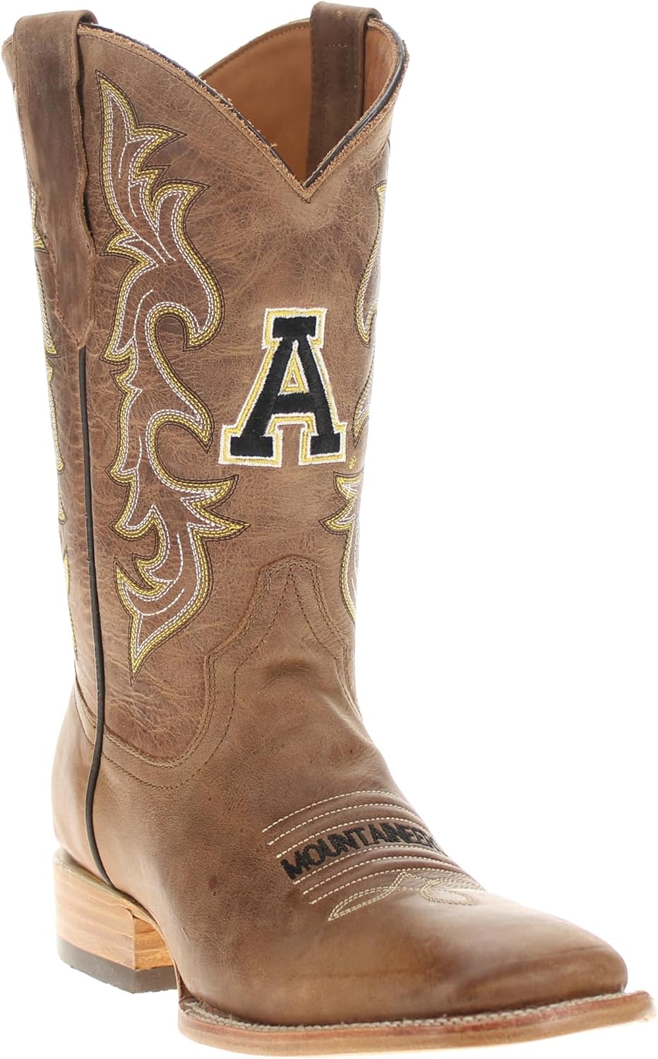 

Мужские ковбойские сапоги Vaccari Luke из натуральной кожи с вышивкой NCAA, широким квадратным носком, 8.5 Appalachian State Mountaineers