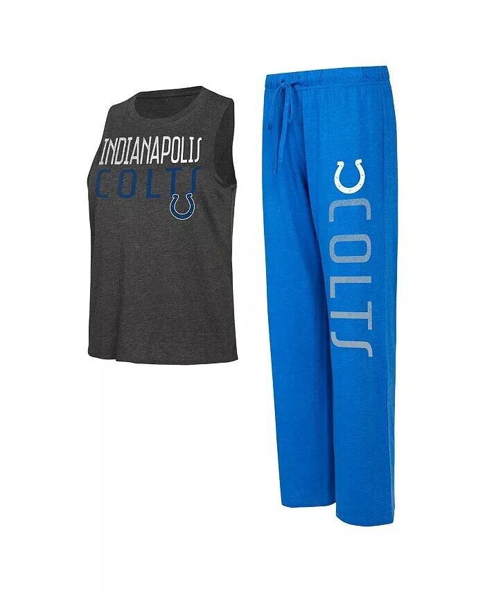 

Женский комплект для отдыха Royal, черный, состаренный Indianapolis Colts Muscle, майка и брюки Concepts Sport