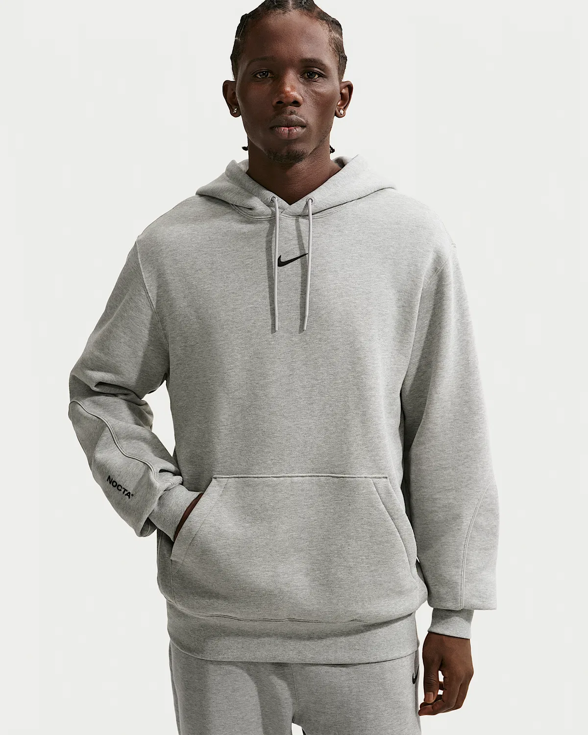Флисовая худи CS Hoodie 2 NOCTA, Dark Grey Heather/Matte Silver/Black — фото 3