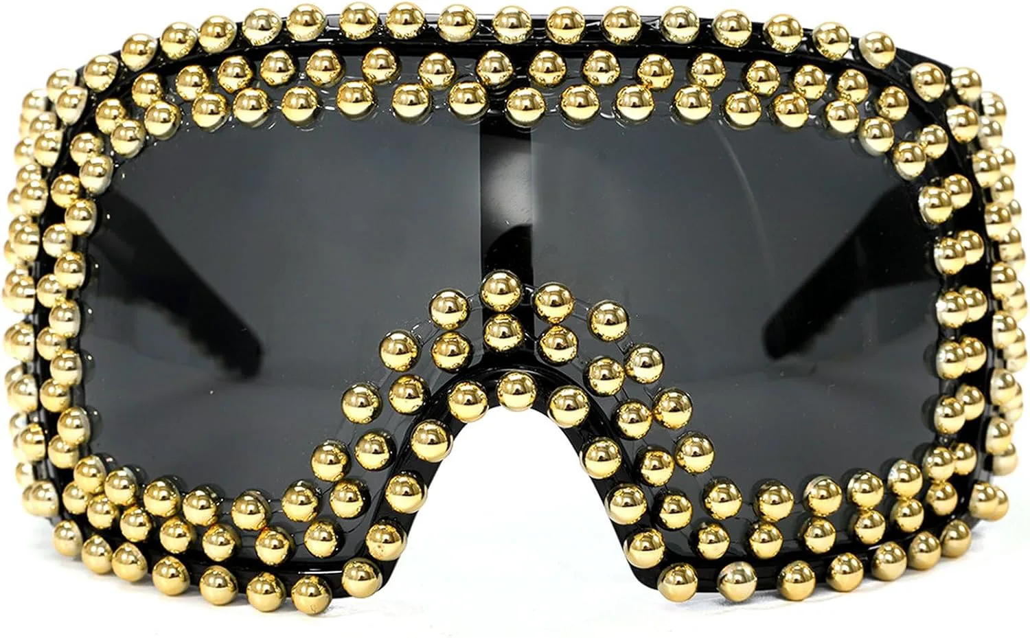 

Крупные квадратные солнцезащитные очки с заклепками для мужчин, персонализированные панк-очки для вечеринок, модные солнцезащитные очки-щитки для женщин mincl, Gold