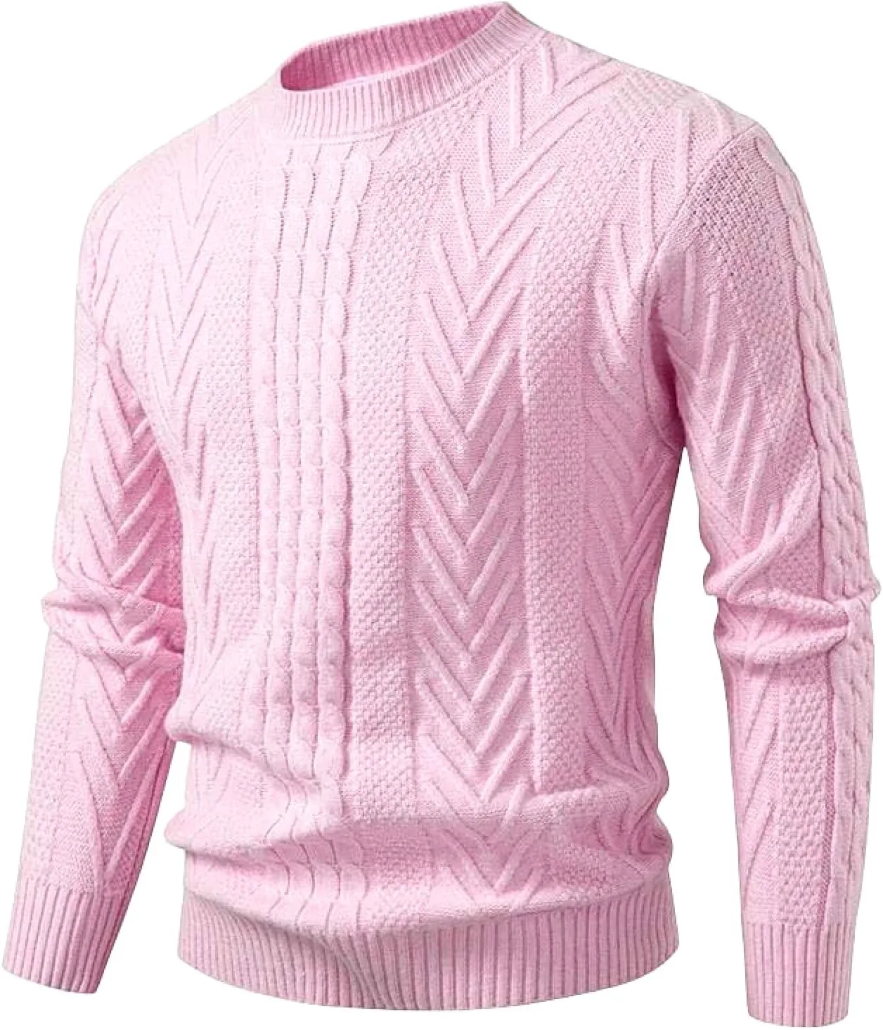 

Мужской свитер с круглым вырезом и резинкой по низу