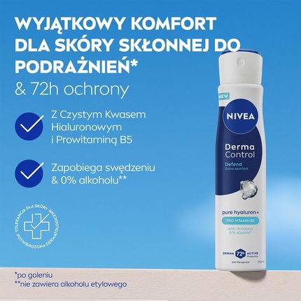 Женский спрей Derma Control Defend Antiperspirant 72h Protection with Hyaluronic Acid — фото 3