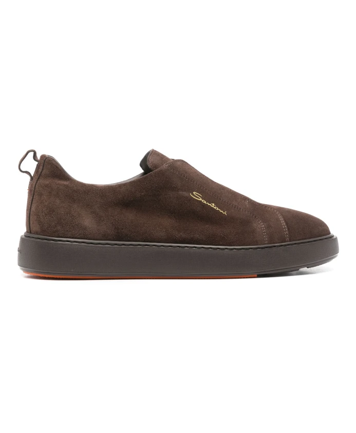 

Замшевые кроссовки без шнурков Santoni, коричневый