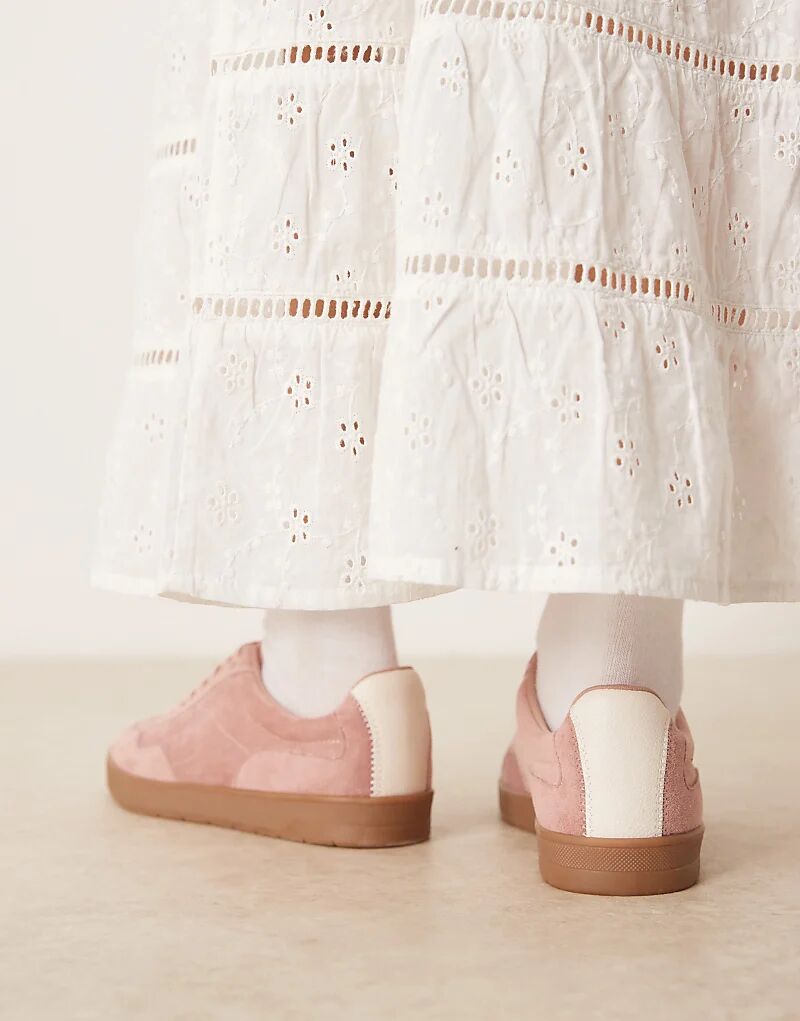 Кроссовки ASOS DESIGN Deuce со шнуровкой из розовой замши — фото 3