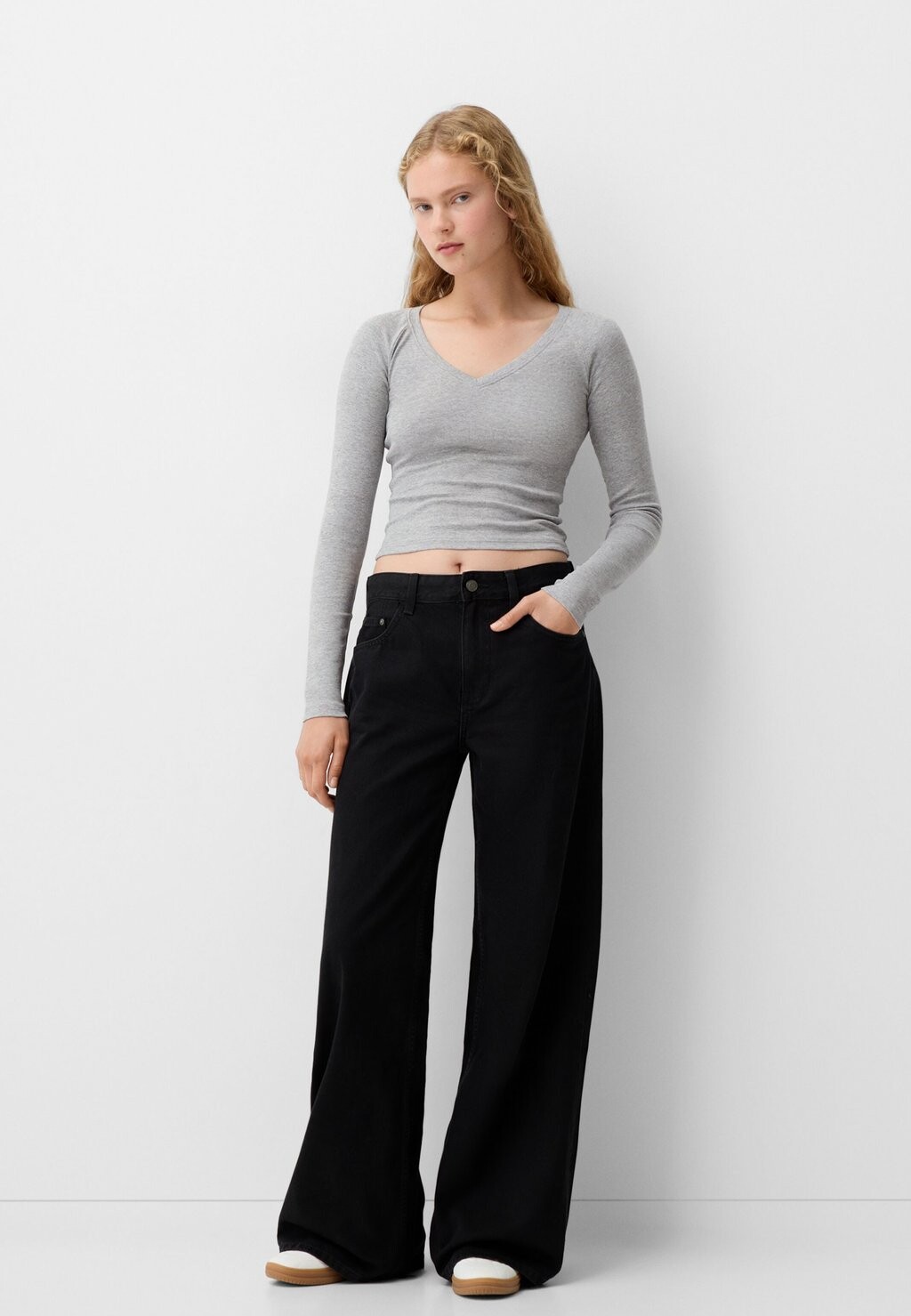 

Топ с длинными рукавами 2-PACK Bershka, темно-серый