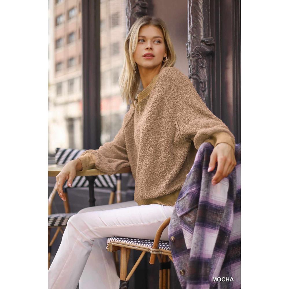 

Свитер с рукавами-фонариками и вырезом-лодочкой FASHNZFAB, цвет mocha