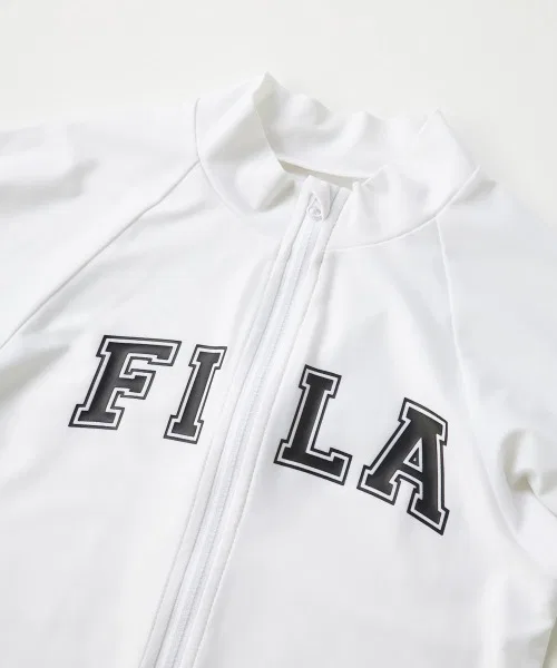 Рашгард с логотипом FILA, длинный рукав, на молнии, детский, бирюзовый — фото 3