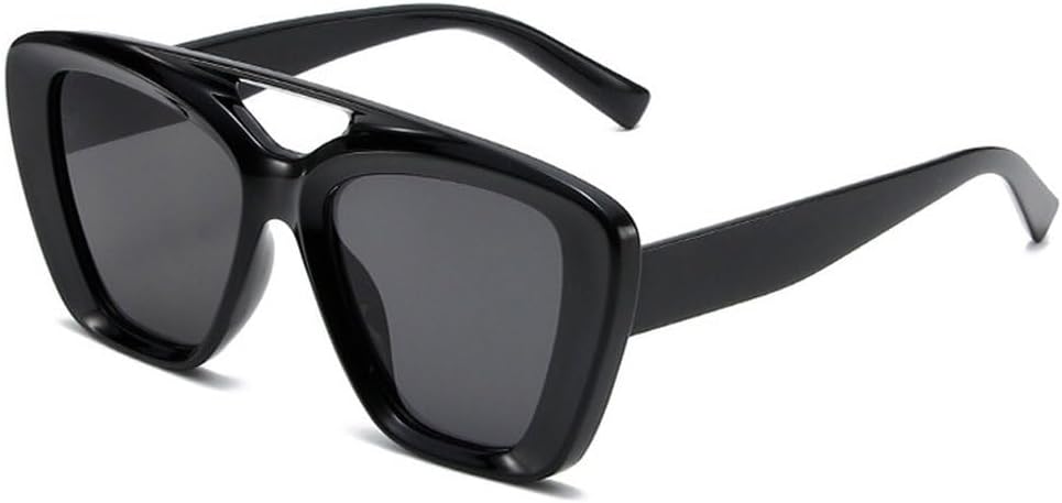 

Ретро-солнцезащитные очки «кошачий глаз» с двойной перемычкой, модные градиентные оттенки для женщин и мужчин с защитой от УФ-излучения UV400, матовые солнцезащитные очки конфетных цветов SKFGNX, Black Grey