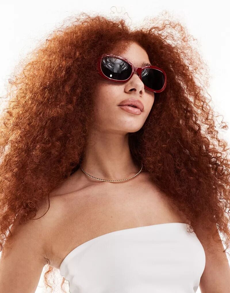 

Красные овальные солнцезащитные очки AIRE X ASOS Apsis с затемненными линзами