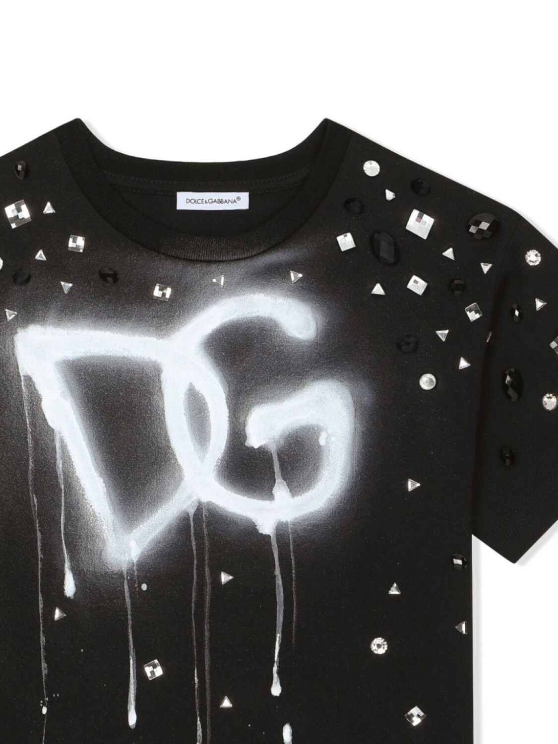 Футболка с декорированным логотипом Dolce & Gabbana Kids, черный — фото 2