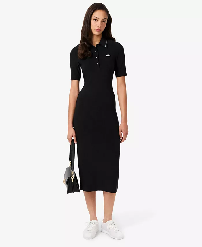 

Женское поло-платье приталенного кроя Lacoste Usa, черный