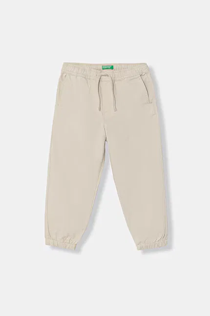Штаны детские из хлопка модель прямого кроя United Colors of Benetton, бежевый