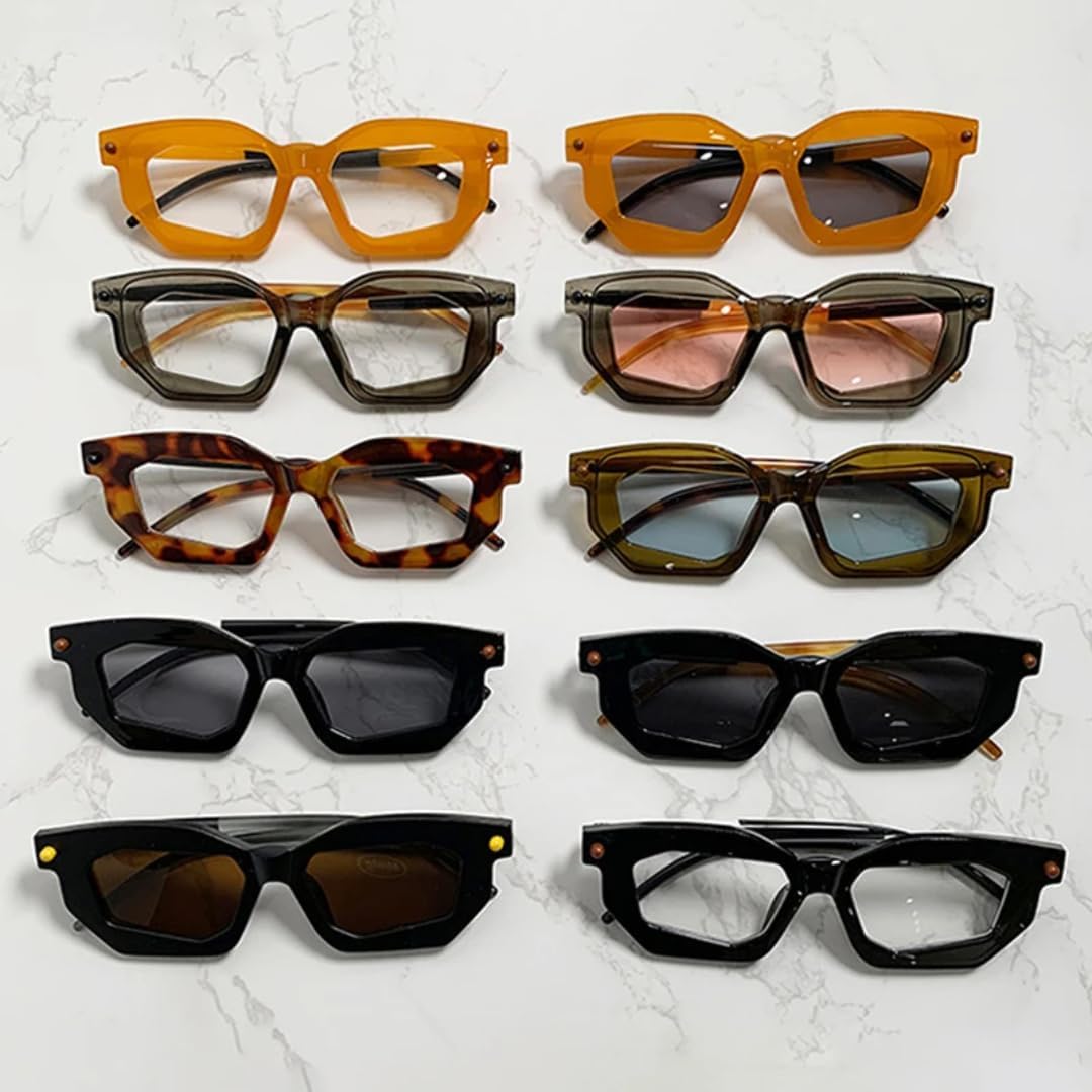 

Солнцезащитные очки с защитой UV400 | Двухцветные прозрачные линзы в стиле панк | для женщин и мужчин, для занятий спортом на открытом воздухе и вождения DSVIGF, Leopard Clear