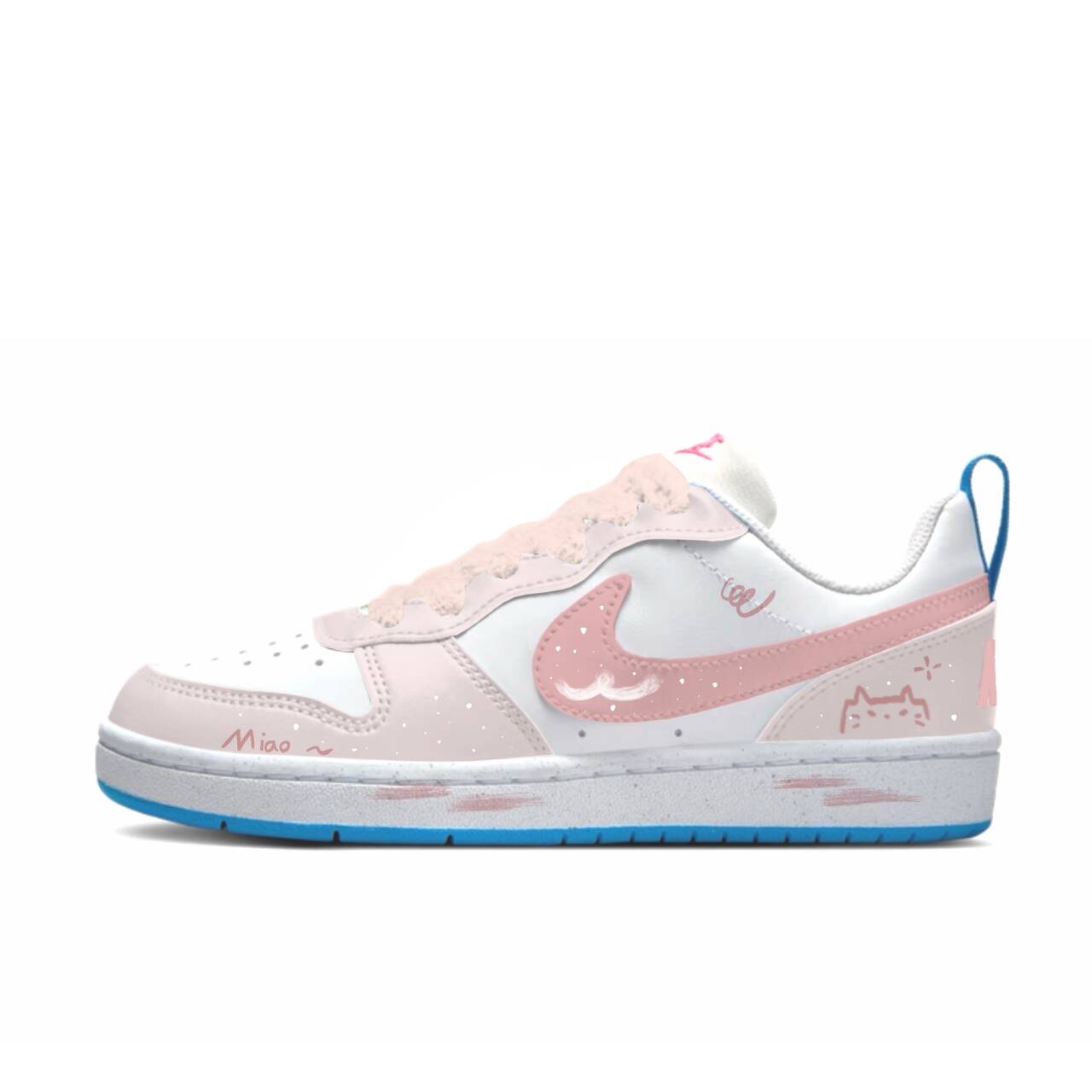 

Nike Court Borough Synthetic Leather Slip Resistant Abrasion Resistant Low top Kids' Skateboarding Shoes Light Pink