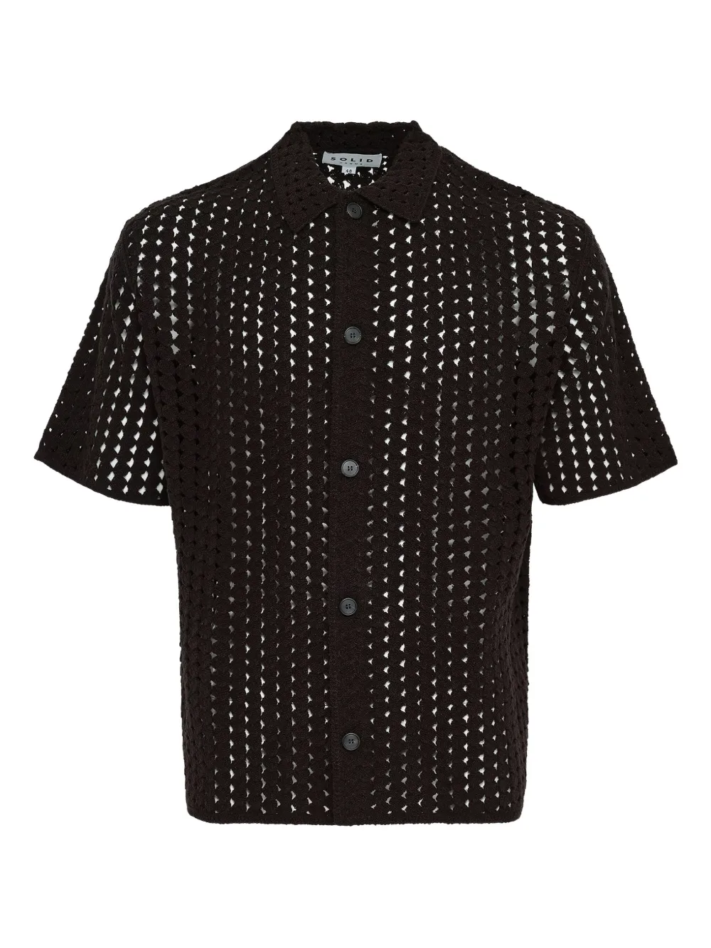 

Рубашка в технике кроше с короткими рукавами SOLID HOMME, черный