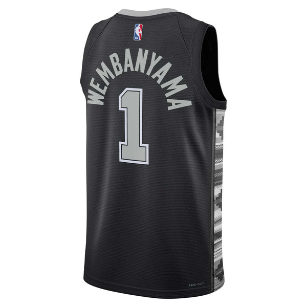 Футболка air jordan nba victor wembanyama san antonio spurs 24/25 statement edition swingman jersey #1 Nike, черный — фото 2