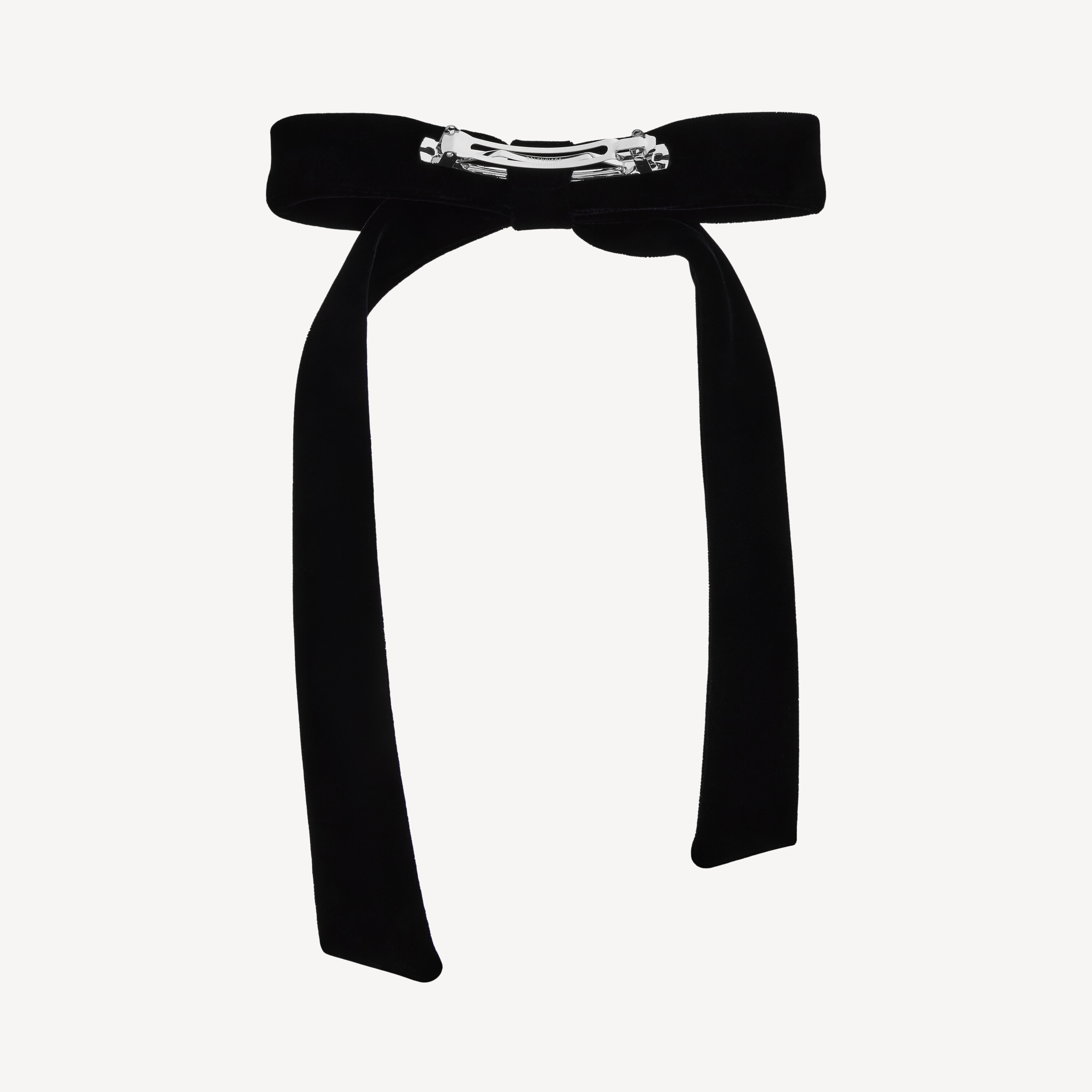 BALENCIAGA Женский тонкий бант для волос Holli в черном цвете с блестящим серебром — фото 2