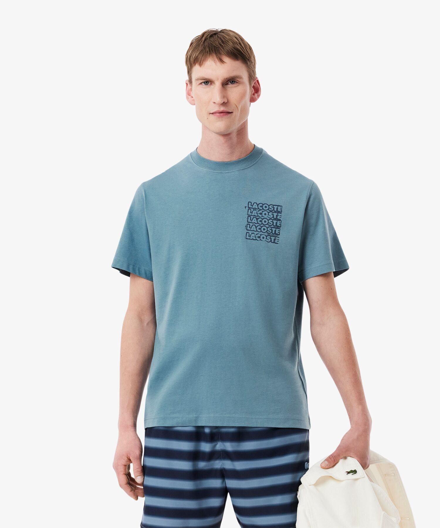Футболка с трафаретным принтом на спине LACOSTE, Dark blue