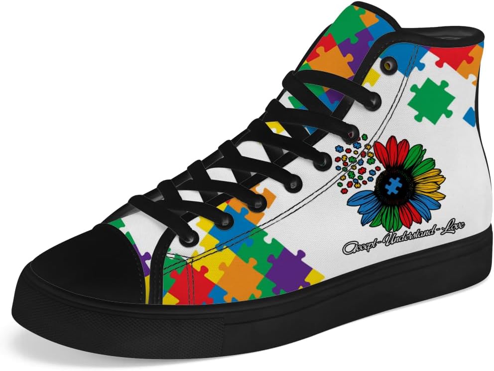 

Кеды на высокой подошве chebing с принтом «Аутизм», с шнуровкой, повседневная обувь, подарок для мужчин и женщин, поддержка осведомленности об аутизме, белый