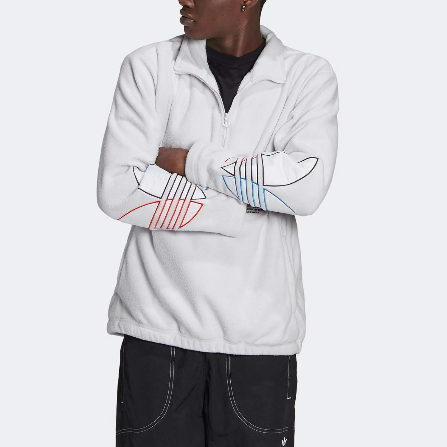 Толстовка Adidas мужская с молнией до половины, серый — фото 4
