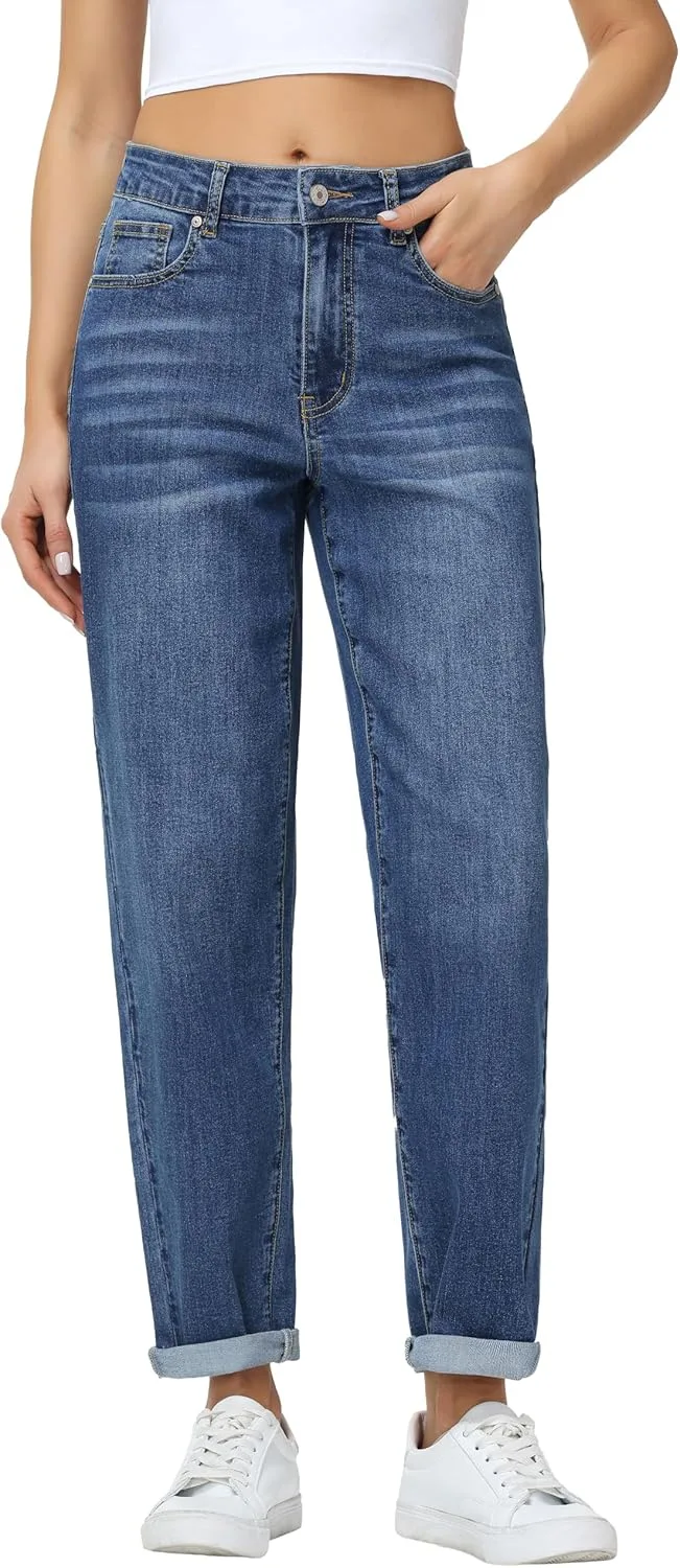 

Женские джинсы Foucome Boyfriend с высокой талией, эластичные и свободные