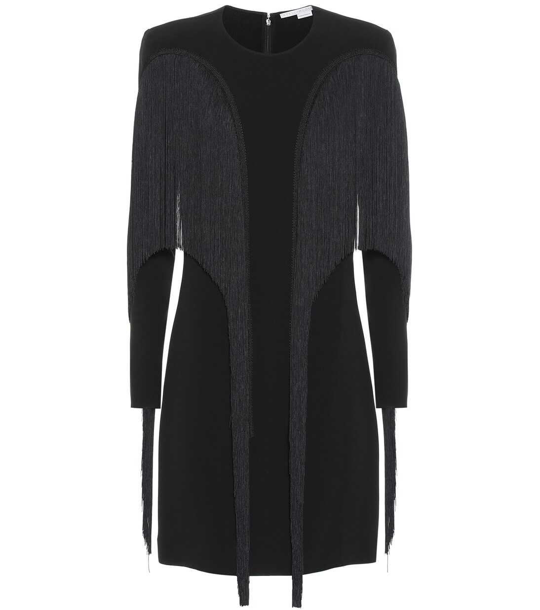 

Мини-платье из крепа с бахромой Stella McCartney, черный