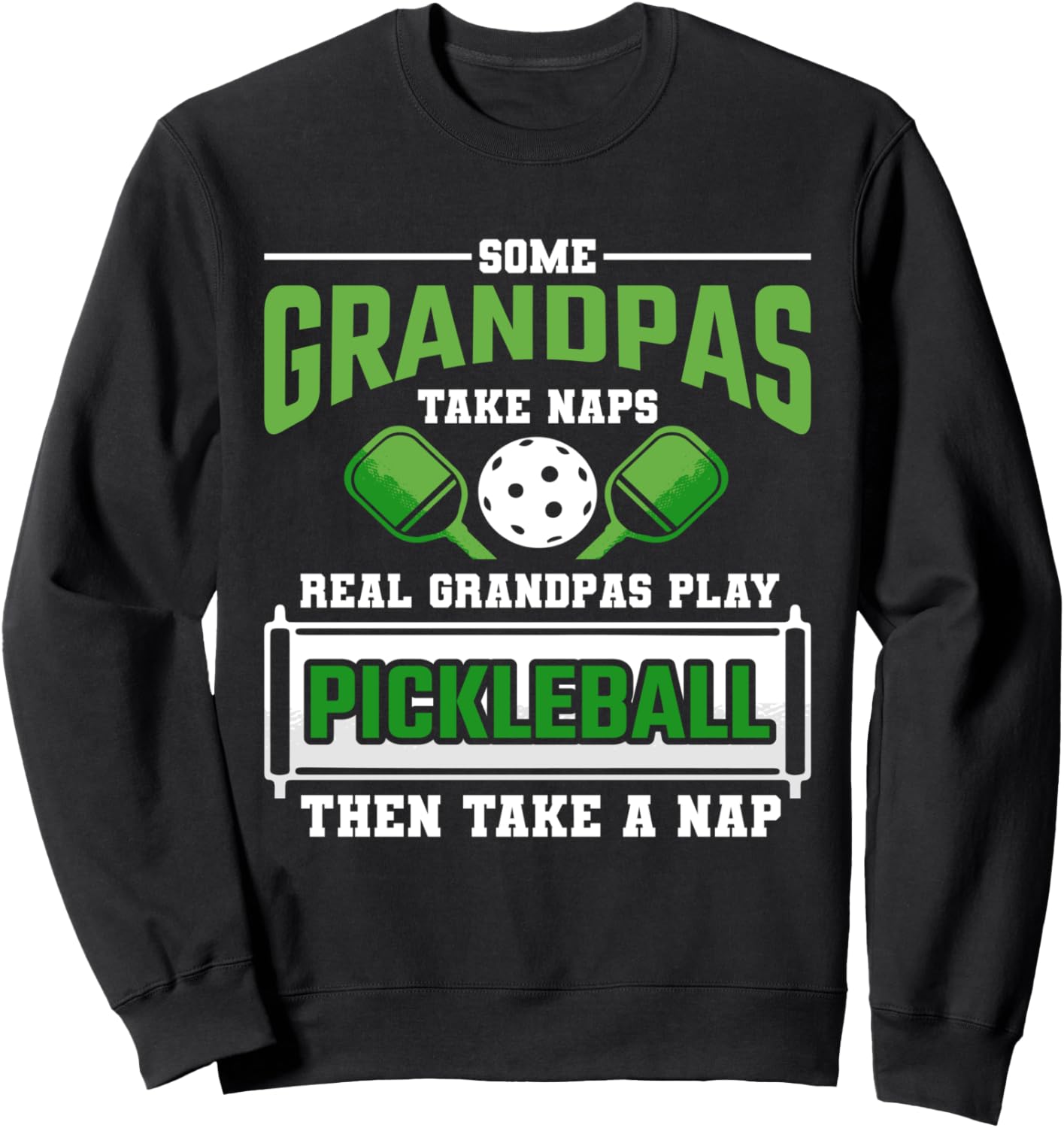 

Некоторые дедушки дремлют. Толстовка с надписью Настоящие игры в пиклбол Pickleball &Grandpas Gift, черный