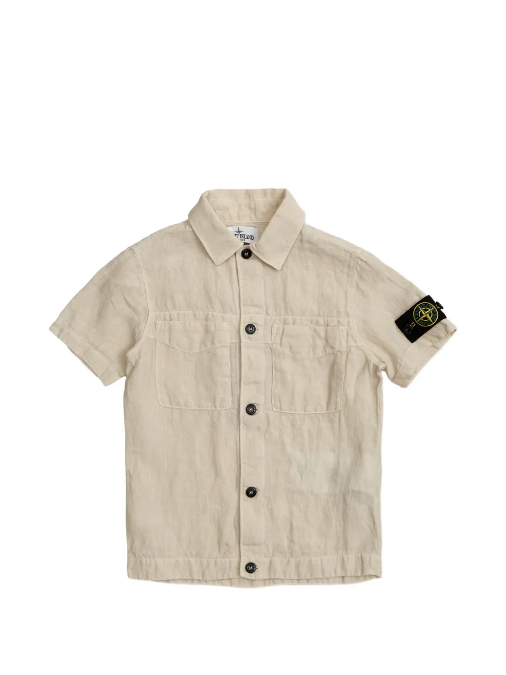 

Рубашка с коротким рукавом и нагрудным карманом Stone Island Junior, бежевый
