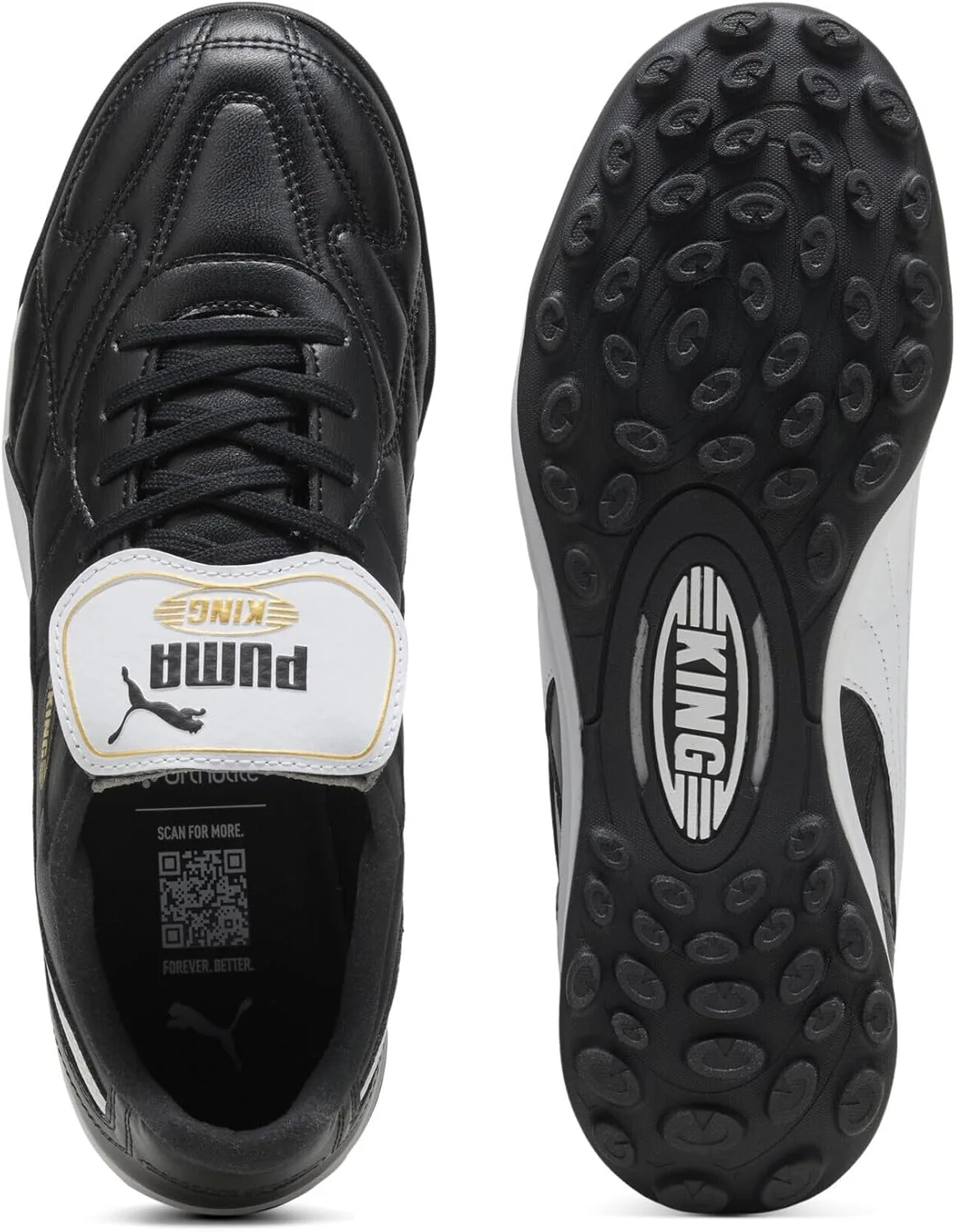 Мужские кроссовки PUMA King Top Turf, белый/черный/золотой — фото 4
