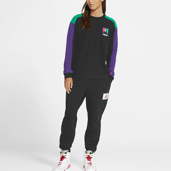 Толстовка Air Jordan Winter Utility Colorblock logo Casual Round Neck Black, черный — фото 4