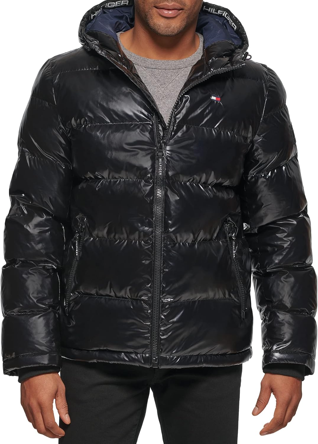 

Мужская стеганая куртка с капюшоном Tommy Hilfiger (стандартная и для больших и высоких), New Pearlized Black