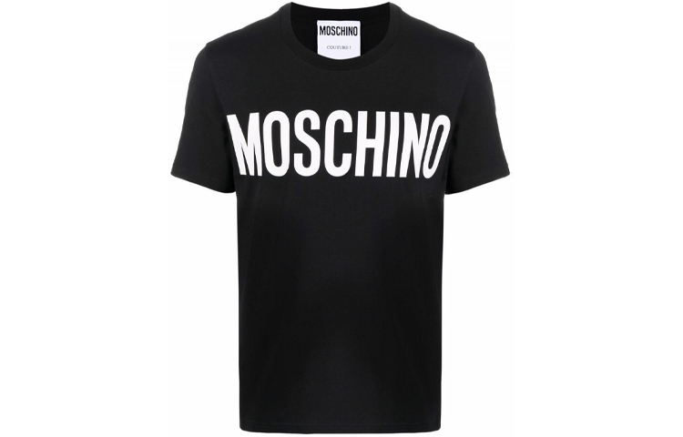 

Moschino Мужская черная футболка с круглым вырезом, умеренно прямой крой