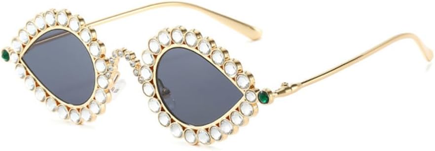 

Солнцезащитные очки «кошачий глаз» для женщин, винтажные, металлические, панк, мужские, с кристаллами, ретро, ​​стразами, очки с защитой от УФ-излучения UV400 LANGSER, Gold Black