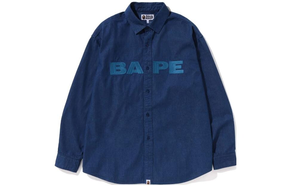 

Рубашка свободного кроя из денима BAPE A Bathing Ape, синий