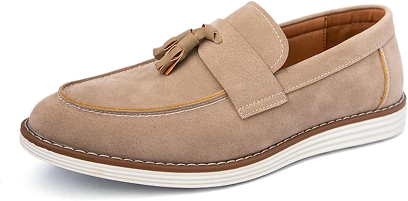 

Мужские замшевые туфли с кисточками без шнурков, легкие и нескользящие лоферы, мокасины, деловая и повседневная обувь Qklmwes, хаки