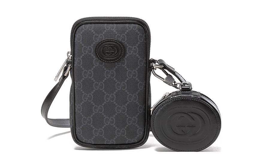 

GUCCI Кожаная мини-сумка через плечо для мужчин черная