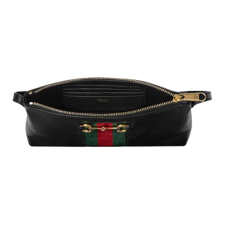Мини-сумка GUCCI из натуральной кожи через плечо, черная — фото 4