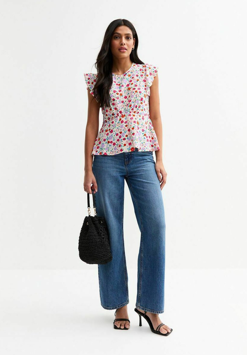 

Блуза FLORAL RUFFLED New Look, белый