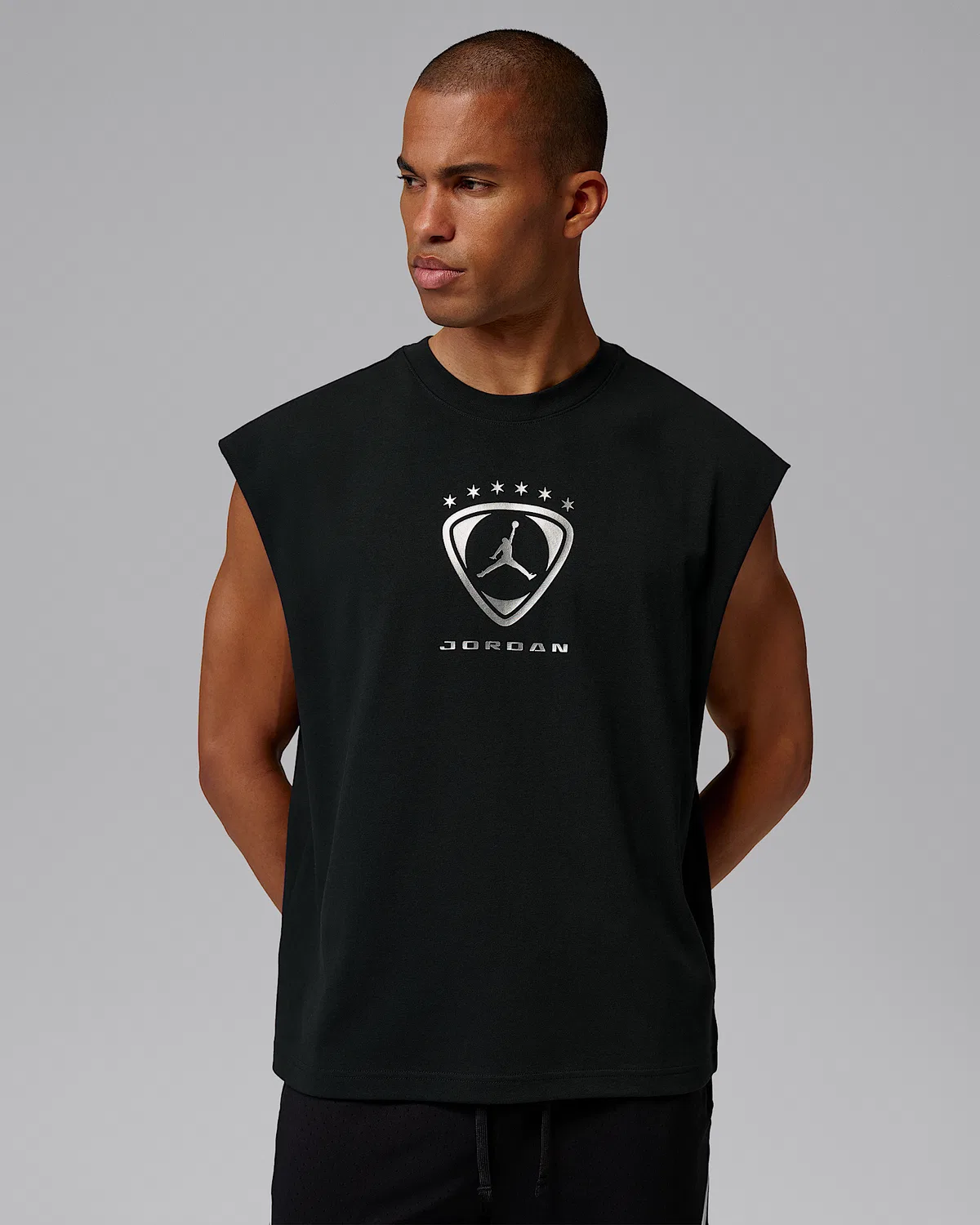 Мужской топ без рукавов Jordan Brooklyn, Black/Metallic Silver