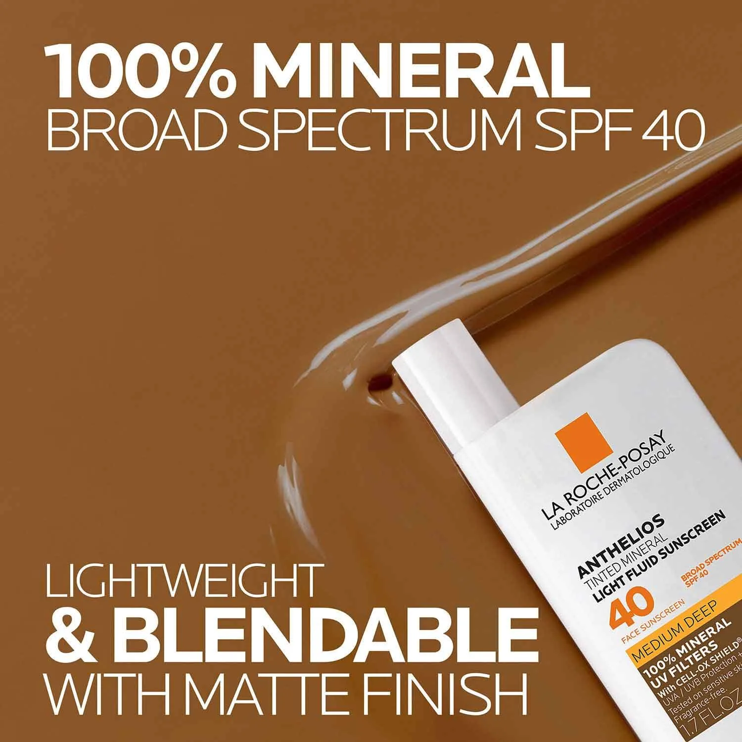 La roche-posay anthelios солнцезащитный крем spf 40, ультралегкая жидкость широкого спектра spf 40, для лица с диоксидом титана, легкий и быстро впитывающийся, без масла, матовый финиш, Medium/Deep — фото 3
