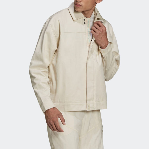Куртка adidas originals Lapel Solid Color Sports Yellow White Jacket, белый — фото 3