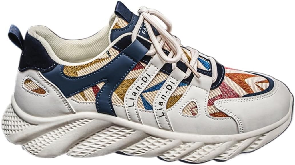 

Кроссовки для мужчин в стиле Y2K с ярким уличным дизайном, дышащей тканью и искусственной кожей, легкой амортизирующей подошвой для прогулок, повседневной моды с заметным узором и смелым дизайном Ctkvbmeoi, темно-синий