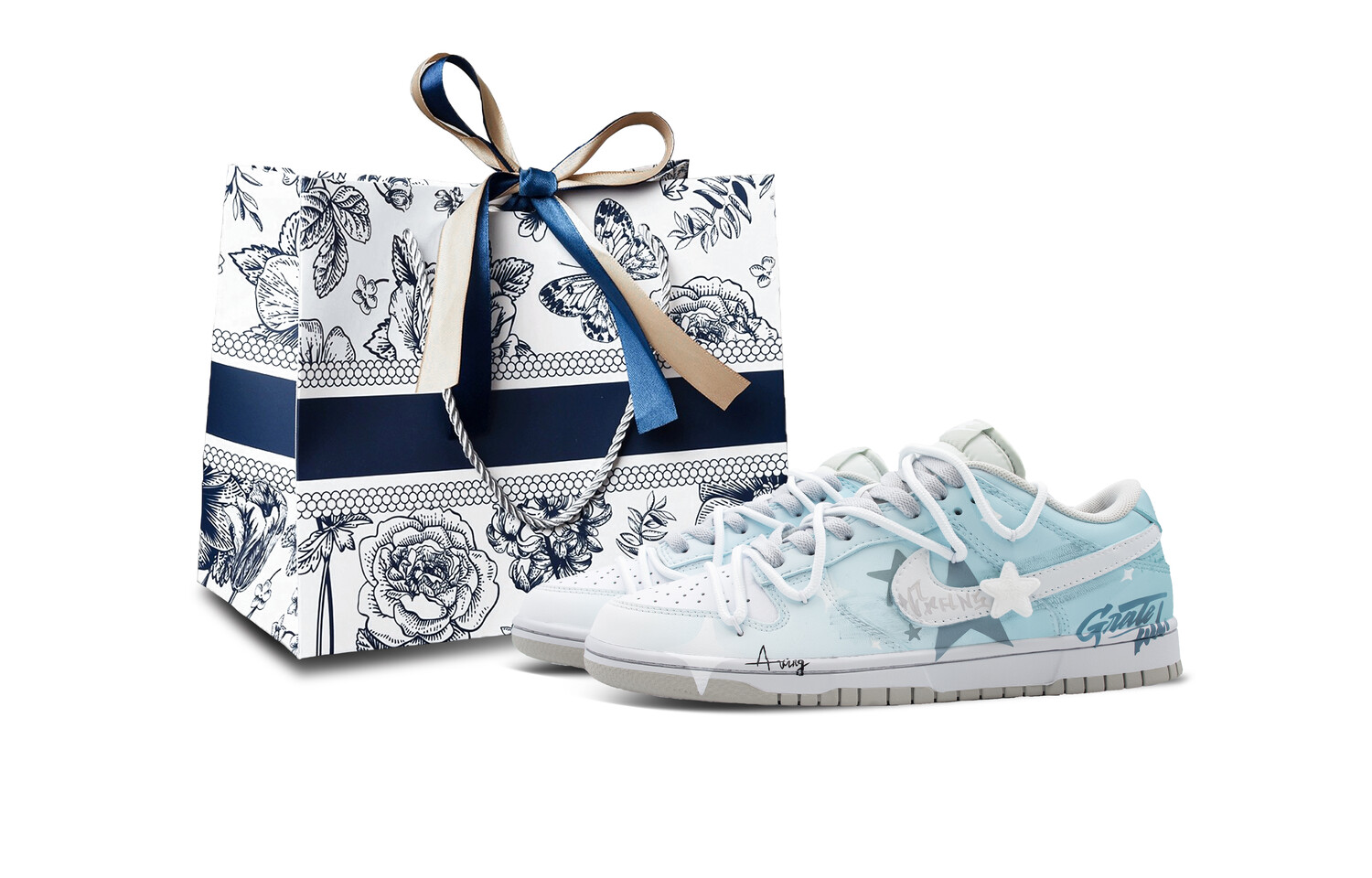 

Кроссовки Nike Dunk Skateboard Shoes Women's Low-Top White, Синий, Кроссовки Nike Dunk Skateboard Shoes Women's Low-Top White