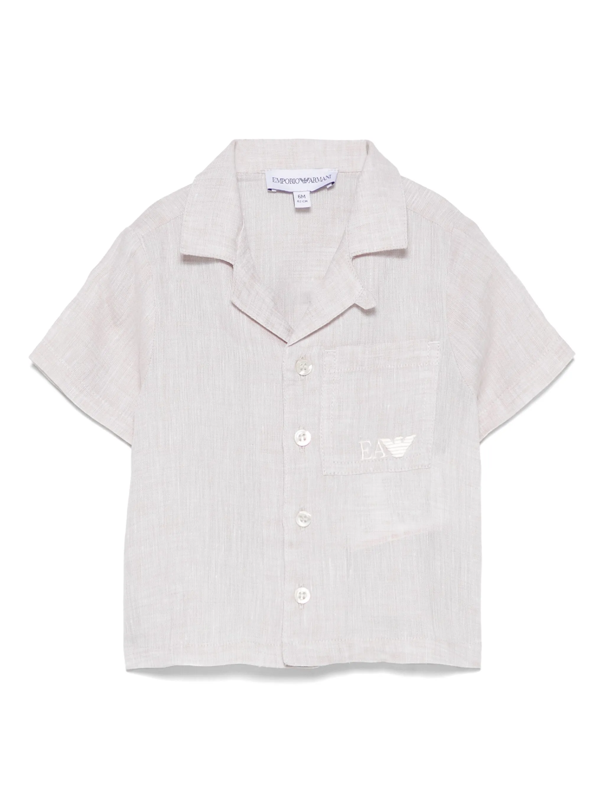 

Рубашка с вышитым логотипом Emporio Armani Kids, бежевый