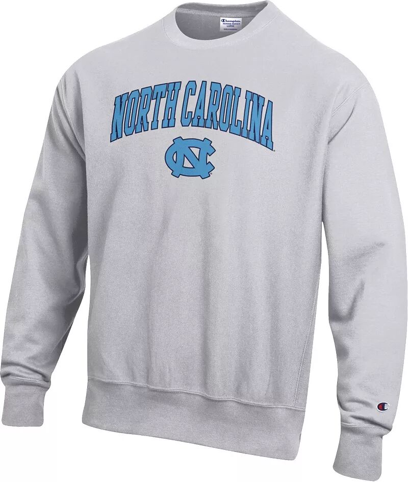 

Мужская серая толстовка с круглым вырезом с обратным переплетением Champion North Carolina Tar Heels