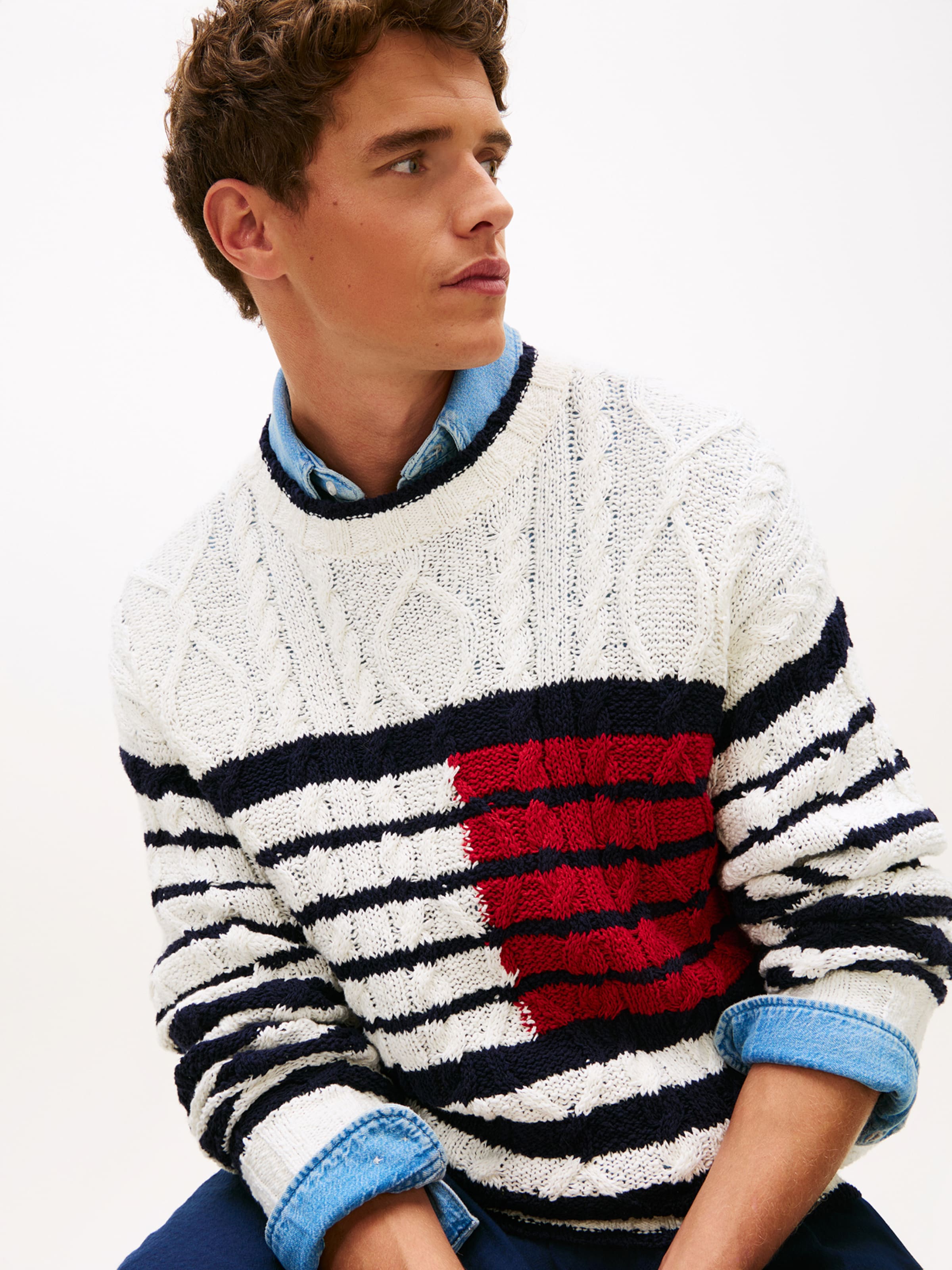 TOMMY HILFIGER Свитер 'Breton' из шерсти белый — фото 2